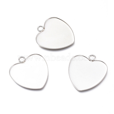 Silver & Green Patina Heart 304 Stainless Steel Pendants