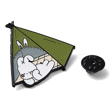 Cartoon Camping Rabbit Enamel Pins(JEWB-Q036-01D)-3