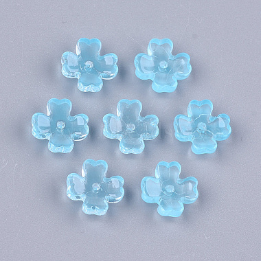 LightSkyBlue Glass Bead Caps