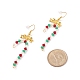 3 Pairs 3 Style Glass Christmas Candy Cane with Alloy Bowknot Dangle Earrings(EJEW-JE04971)-6