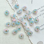 Two Tone Transparent Resin Charms, Flower Charm, with Golden Zinc Alloy Loop & Glitter Powder, Light Sky Blue, 9mm(RESI-CJC0023-19A)