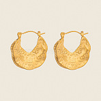 Vintage Style Textured Moon 304 Stainless Steel Hoop Earrings, Real 18K Gold Plated, 26.7x25.4mm(UW4126)