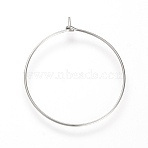 Tarnish Resistant 304 Stainless Steel Hoop Earrings, Stainless Steel Color, 24 Gauge, 34x29.5x0.5mm, pin: 0.5mm(X-STAS-S066-14)