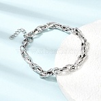 5.5MM 304 Stainless Steel Twisted Oval Link Chain Bracelets for Man and Women, Tarnish Free, Stainless Steel Color, 6.77 inch(17.2cm)(SA-CBAB767-17C-P)
