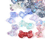 Transparent Spray Painted Acrylic Beads, Bowknot, Mixed Color, 9~9.5x15x4mm, Hole: 1.9~2mm, about 2083pcs/500g(ACRP-T011-04M)