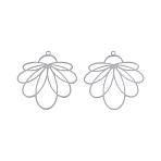 201 Stainless Steel Pendants, Etched Metal Embellishments, Flower, Stainless Steel Color, 34x31x0.3mm, Hole: 1.5mm(X-STAS-N102-15P)