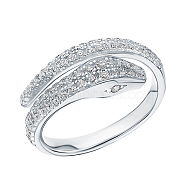 925 Sterling Silver Snake Shape Ring, with Micro Pave Cubic Zirconia(HP1542-3)