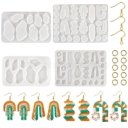 Pandahall 2Pcs 2 Style Twist Geometry Pendant Silicone Molds, with 100Pcs Iron Earring Hooks & Open Jump Rings, for Earring Making, Clear, 88~177x125~140mm, 1Pc/style(DIY-TA0005-56)