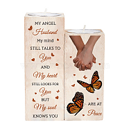 SUPERDANT Friendship Series Wooden Candle Holder and Candles Set, for Home Decorations, Rectangle with Word, Butterfly Pattern, 2sets/bag(AJEW-SD0001-16D)