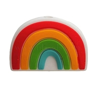 Silicone Beads, For Teethers, Rainbow Shaped, Red, 18x25x9mm, Hole: 2mm(SIL-WH0011-03F)