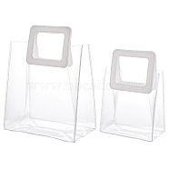 Gorgecraft PVC Laser Transparent Bag, Tote Bag, with PU Leather Handles, for Gift or Present Packaging, Rectangle, White, Finished Product: 25.5x18x10cm, 2pcs/set(ABAG-GF0001-03C)