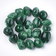 Acrylic Beads, Imitation Gemstone Style, Nuggets, Dark Green, 10~18x9~13x7~11mm, Hole: 1.5mm(OACR-S029-019B)