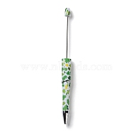 Clover Pattern Plastic Beadable Pens, Ball-Point Pen, for DIY Personalized Pen with Jewelry Bead, White, 150x11.5mm, Pin: 2mm(AJEW-P115-01B)