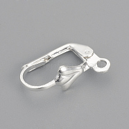 Brass Leverback Earring Findings, with Loop, Silver Color Plated, 17x5.5x10.5mm, Hole: 1.5mm, Pin: 1mm(X-KK-R071-07S)