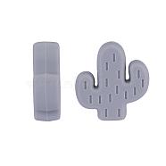 20Pcs Cactus Food Grade Eco-Friendly Silicone Focal Beads, Chewing Beads For Teethers, DIY Nursing Necklaces Making, Light Grey, 29x23x8mm, Hole: 2mm(JX906K)