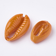 Spray Paint Cowrie Shell Beads, Two Tone, No Hole/Undrilled, Dark Orange, 20~25x14~16x5~7mm(X-SHEL-S274-26D)
