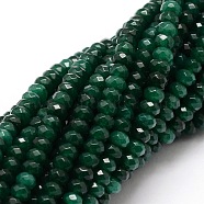 Dyed Natural Malaysia Jade Rondelle Beads Strands, Faceted, Dark Green, 4x2~3mm, Hole: 1mm, about 115pcs/strand, 14 inch(G-E316-2x4mm-05)