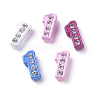 Alloy Rhinestone Slide Charms, Spray Painted, for Personalized Jewelry Bracelet, Mixed Color, Num.1, 12x5.5x5mm, Hole: 8x1.5mm(PALLOY-WH0070-23A)