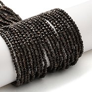 Electroplate Glass Beads Strands, Full Plated, Faceted Round, Gunmetal Plated, 2mm, Hole: 0.7mm, about 184~187pcs/strand, 14.45''(36.7cm)(GLAA-H021-01A-FP06)
