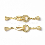 Brass Crystal Rhinestone Fold Over Clasps, Ring, Real 18K Gold Plated, 54mm, Ring: 15.5x11x1.5mm, Clasps: 19x6.5x5.5mm, Pendant: 9x6mm, Pin: 0.7mm(KK-P223-26G)