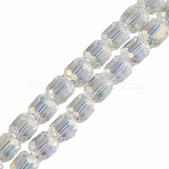 Electroplate Transparent Glass Beads Strands, Faceted, Column, Light Goldenrod Yellow, 8x8mm, Hole: 1.2mm, about 79~80pcs/strand, 25.59 inch~27.17 inch(65~69cm)(EGLA-N002-32-C04)