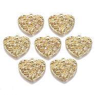 Alloy Pendants, with ABS Plastic Imitation Pearl, Heart, White, Light Gold, 19x20x5mm, Hole: 1.8mm(X-PALLOY-N155-04)