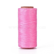 Waxed Polyester Cord, Micro Macrame Cord, Waxed Sewing Thread, Flat, Pearl Pink, 0.8mm, about 284.33 yards(260m)/roll(YC-I003-A12)