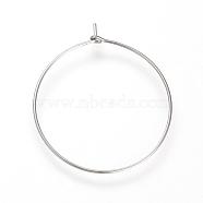 304 Stainless Steel Hoop Earrings, Stainless Steel Color, 24 Gauge, 34x29.5x0.5mm, pin: 0.5mm(X-STAS-S066-14)