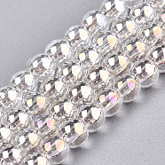 Electroplate Glass Beads Strands, AB Color Plated, Round, Clear AB, 3mm, Hole: 0.5mm, about 295~297pcs/strand, 26.77''(68cm)(X-EGLA-S195-02B-01)