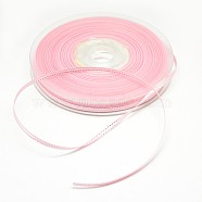 Double Edge Silver Thread Grosgrain Ribbon for Wedding Festival Decoration, Pearl Pink, 3/8 inch(9mm), about 100yards/roll(91.44m/roll)(SRIB-L012-9mm-123)