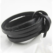 Flat Leather Jewelry Cord, Jewelry DIY Making Material, Black, 3x2mm(WL-WH0008-01A-04)