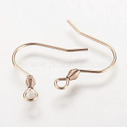 Ion Plating(IP) 304 Stainless Steel Earring Findings, Earring Hooks, with Horizontal Loop, Rose Gold, 17x18mm, Hole: 2mm, Pin: 0.8mm(X-STAS-E117-08RG)