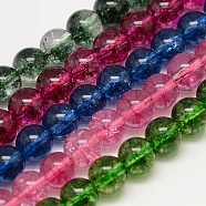 Natural Crackle Quartz Beads Strands, Round, Dyed & Heated, Mixed Color, 10mm, Hole: 1mm, about 20pcs/strand, 7 inch(G-N0003-10mm-M)