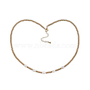 Stylish Natural Freshwater Pearls & Stainless Steel Beaded Necklaces for Women, Golden(NR6960-2)