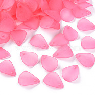 Transparent Frosted Acrylic Pendants, Petaline, Hot Pink, 17x14x2.5mm, Hole: 1.8mm, about 2330pcs/500g(MACR-S371-09A-704)