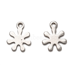 Non-Tarnish 201 Stainless Steel Charms, Flower, Stainless Steel Color, 12x9.5x1mm, Hole: 1.4mm(STAS-I172-33P)