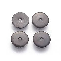 304 Stainless Steel Spacer Beads, Disc, Electrophoresis Black, 10x0.7mm, Hole: 1.2mm(STAS-G193-07C-B)