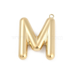 304 Stainless Steel Pendants, Ion Plating(IP), Letter Charm, Letter M, 38x28x6.5mm, hole: 2.1mm(STAS-I325-146G-M)