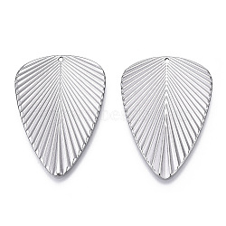 304 Stainless Steel Pendants, Leaf Charm, Stainless Steel Color, 46x32.5x1.5mm, Hole: 1.5mm(STAS-T063-217P)