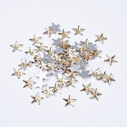 Acrylic Rhinestone Flat Back Cabochons, Back Plated, Faceted, Star, Wheat, 10x1.5mm(RSB385-16)