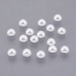 10000pcs ABS Plastic Imitation Pearl Cabochons, Half Round, White, 4x2mm(SACR-S738-4mm-Z9)
