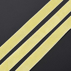 Single Face Velvet Ribbon, Yellow, 3/8 inch(9.5~10mm), about 50yards/roll(45.72m/roll)(SRIB-T004-01-26)