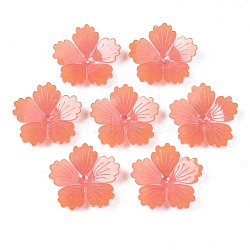 Plastic Beads, Flower, Coral, 25x26x4mm, Hole: 1.2mm(KY-N015-67)