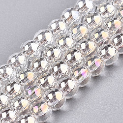 Electroplate Glass Beads Strands, AB Color Plated, Round, Clear AB, 3mm, Hole: 0.5mm, about 295~297pcs/strand, 26.77''(68cm)(X-EGLA-S195-02B-01)