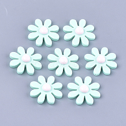 Resin Beads, for Pendant Making, Half Drilled, Flower, Light Cyan, 30.5x30.5x8mm, Half Hole: 1.2mm(RESI-S374-01A-04)