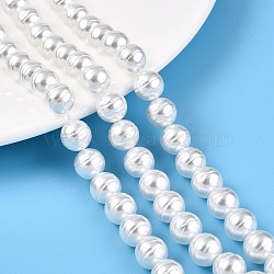 Transparent Spray Painted Glass Beads Strands, Round wuth Stripe
, Creamy White, 10mm, Hole: 0.8mm, about 40pcs/strand, 15.55 inch(39.5cm)(GLAA-N001-40)