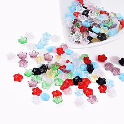 Czech Glass Beads, Transparent & Imitation Opalite, Flower, Mixed Color, 9.5x3.5mm, Hole: 1mm, about 237~243pcs/bag(GLAA-G070-01)