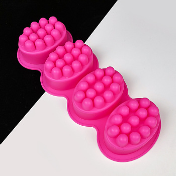 DIY Soap Making Molds, Silicone Casting Molds, Oval, Deep Pink, 280x106x45mm, Inner Diameter: 83x60x43mm