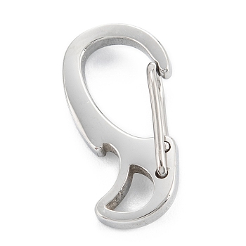 304 Stainless Steel Push Gate Snap Keychain Clasp Findings, Stainless Steel Color, 20x10x5mm, Hole: 4.5x2.3mm
