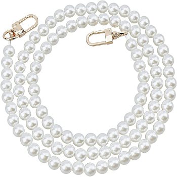 ABS Imitation Pearl Bag Strap, with Alloy Swivel Clasps, Bag Replacement Accessories, White, 100~101.2x1cm